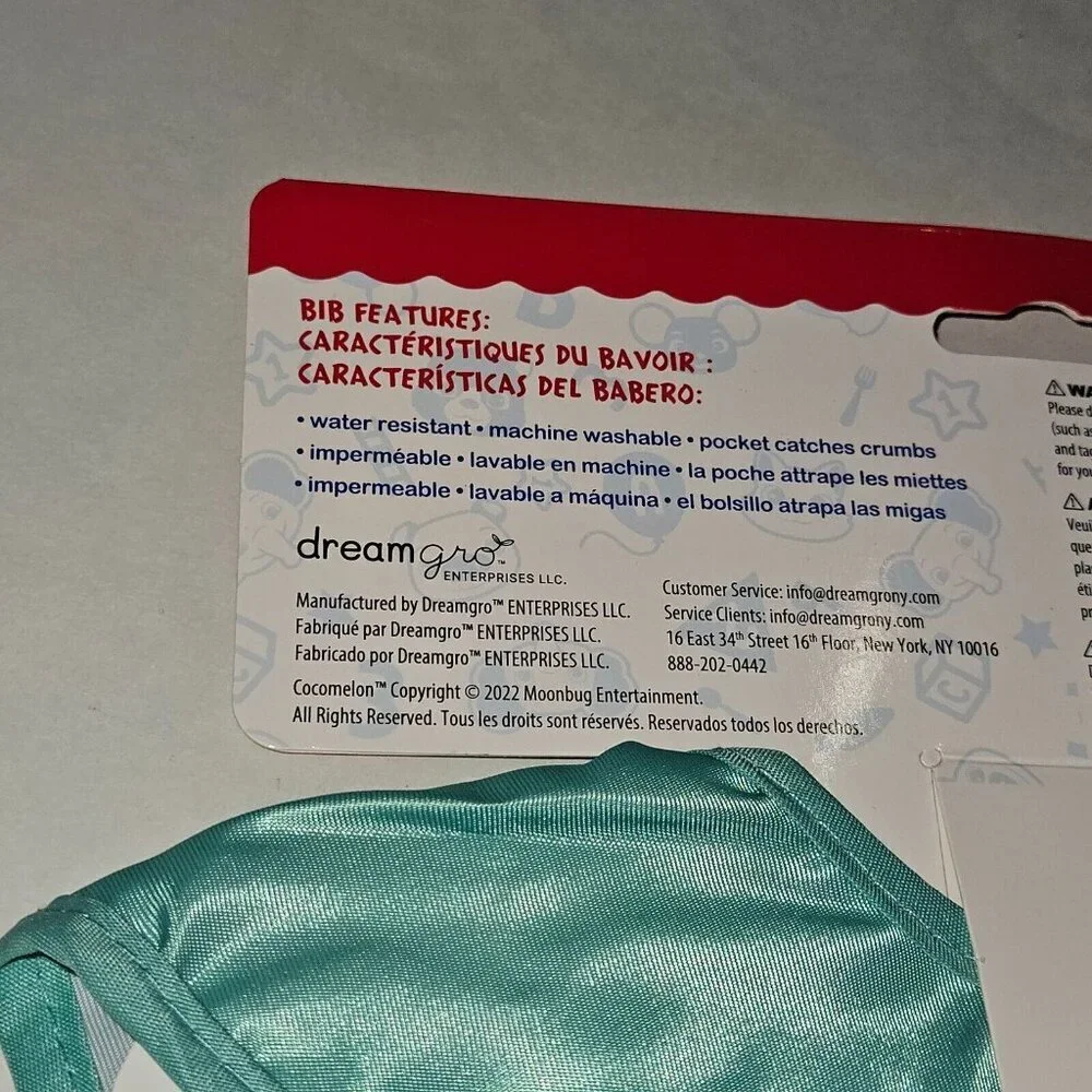 NEW 2-pack Cocomelon Bibs Crumb Catcher Pockets Water Resistant Dreamgro